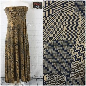 Lularoe Maxi Skirt Navy Blue Brown NEW XS